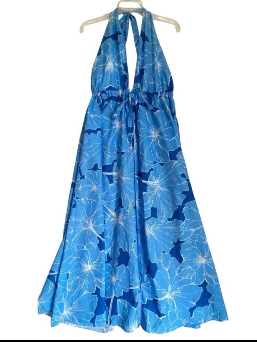 Milly Blue Floral Halter Maxi Dress